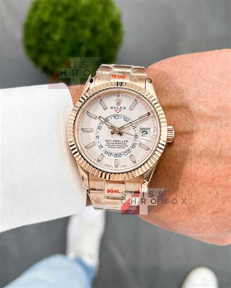 rolex sky-dweller white gold discontinued|rolex sky dweller everose gold.